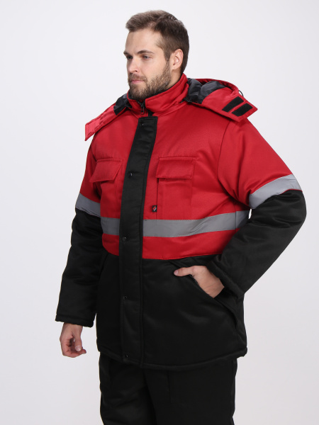 Костюм зимний "Нордхард-2" СОП (тк.Смесовая,250) п/к, черный/красный