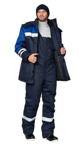 Куртка антистатическая мужская утеплённая "Антистат" тёмно-синий/василёк