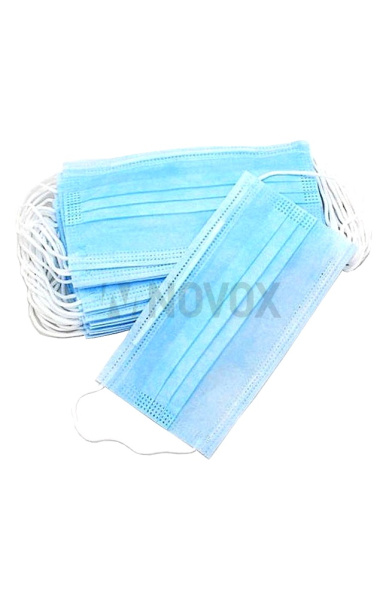 Маска одноразовая трехслойная из нетканого материала, нестерильная (упаковка 50 штук)