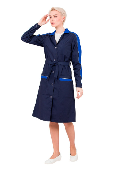 Халат женский "Жасмин" цвет темно-синий/василек