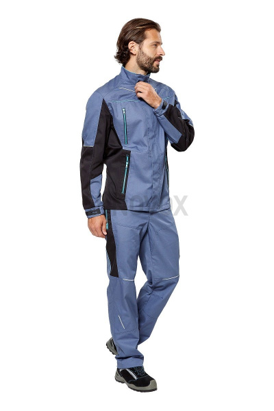 Костюм рабочий мужской летний "Кранц", куртка, брюки, цвет маренго/черный/голубой