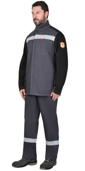 Костюм сварщика "ГЕРКУЛЕС" летний, куртка, п/к т.серый с черным, СОП 50мм