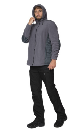 Куртка "Кеми" флисовая с капюшоном тёмно-серая