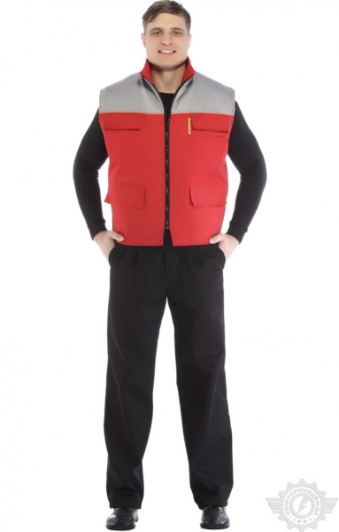 Жилет "Профессионал" зимний красный-светло-серый