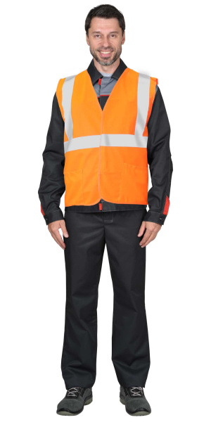 Жилет сигнальный кл.2, 3 СОП (трик.120 гр/м2, карманы) оранжевый