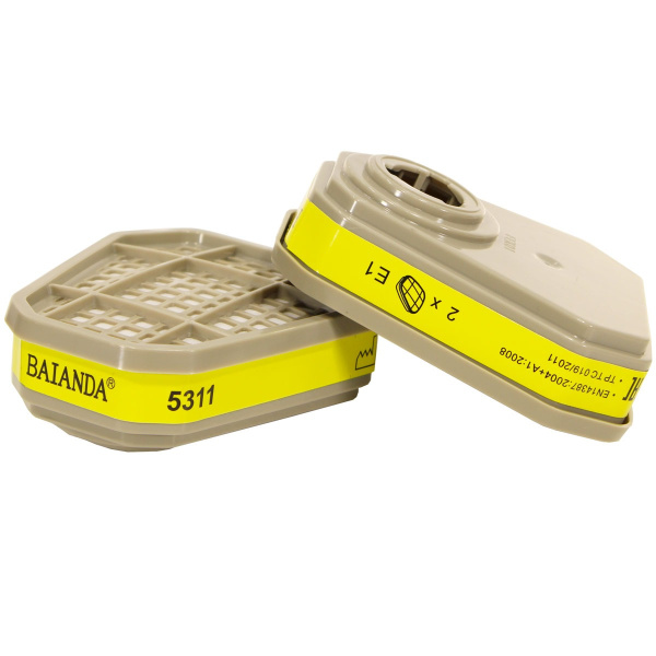 Фильтр для защиты от диоксида серы и других кислых газов и паров BAIANDA 5311 E1 (2 шт.)