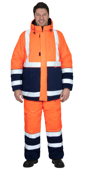 Костюм "МАГИСТРАЛЬ-3-РОСС" куртка, п/к, синий с оранж. и СОП 50мм