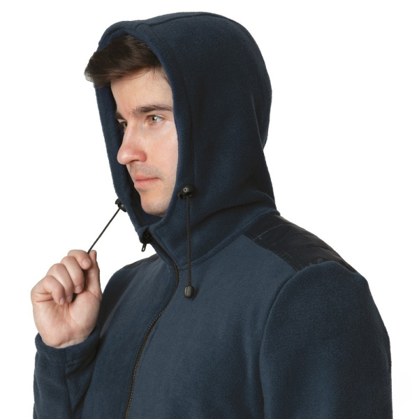 Куртка "Кеми" флисовая с капюшоном тёмно-синяя