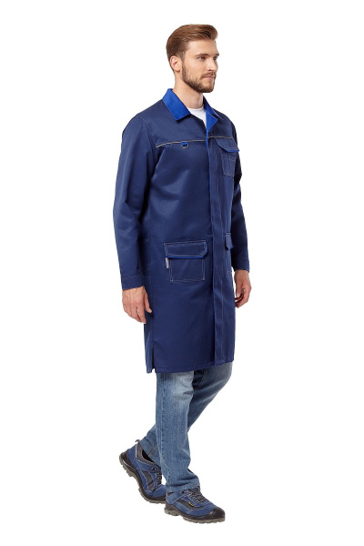 Халат рабочий мужской летний/демисезонный "Страйк" цвет василек/темно-синий