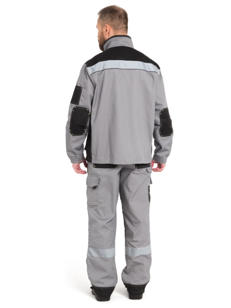 Костюм "Канзас" ткань 240гр, СОП, куртка+п/к, цвет св.серый с черным
