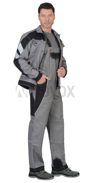 Костюм "Пекин" куртка кор. (чз), п/к, серый с черным пл. 275 г/кв.м