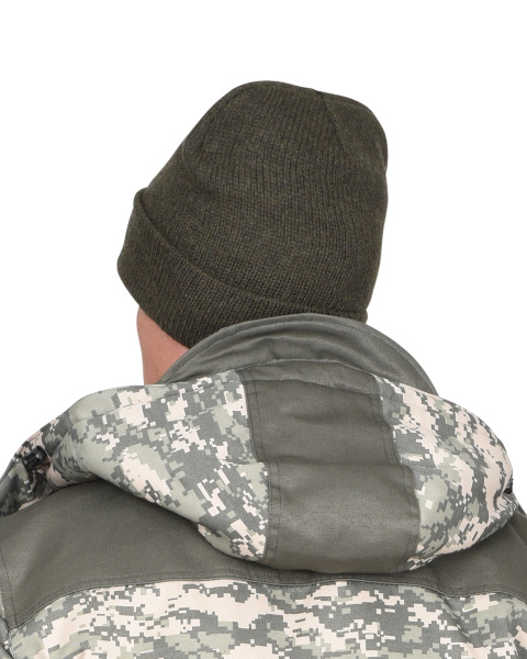 Шапка трикотажная темно-зеленая "Юка" с утеплителем Тинсулейт