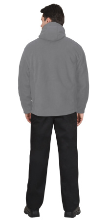 Куртка флисовая "ТЕХНО" (флис дублированный) с капюшоном серая  (ЧЗ)