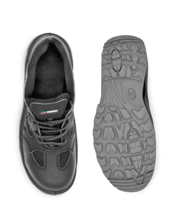 Полуботинки "ТЕХНИК", мет.подносок, нат.кожа/текстиль, цвет: черный