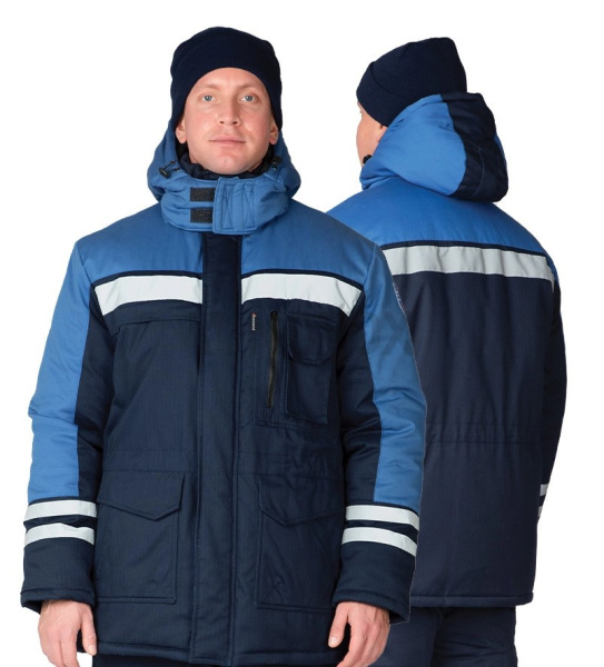 Куртка антистатическая мужская утеплённая "Антистат" тёмно-синий/светлый василёк