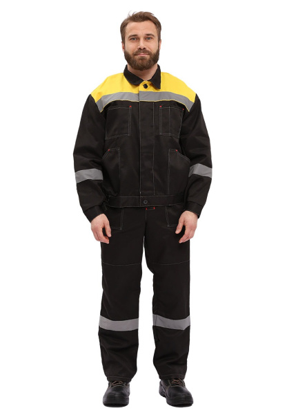 Костюм Легион куртка, п/к, цвет: черный/желтый