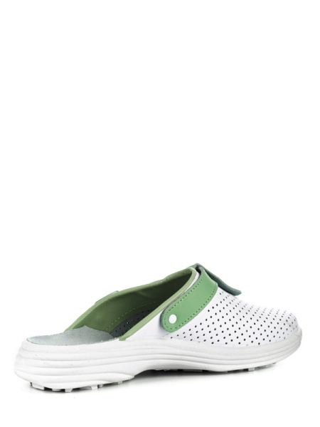 Сабо женские нат.кожа Комфорт ПВХ, белый/зеленый