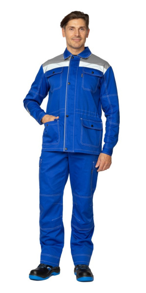 Куртка мужская летняя "Эко-Труд" василёк/светло-серый, СОП