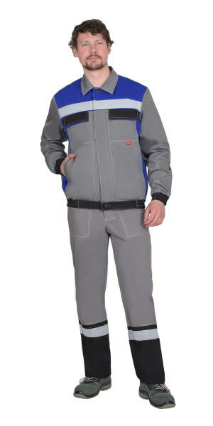 Куртка 4120 средне-серая с васильковым и СОП (ЧЗ)