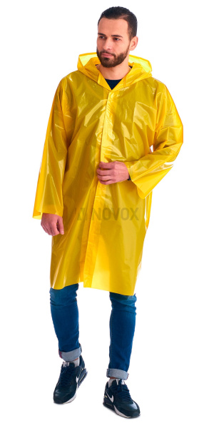 Плащ-дождевик "Люкс" на липучке ПВД 80 мкр. желтый, пропаянные швы (х50)