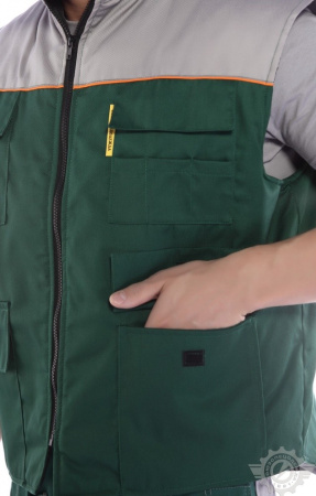 Жилет "Профессионал" зимний зеленый-светло-серый