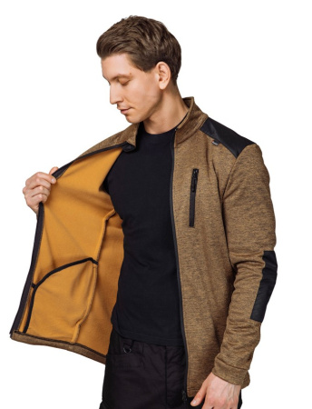 Куртка "Валма" трикотажная горчичный меланж/чёрный