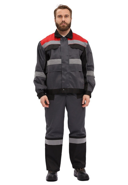 Костюм "РЕСПЕКТ" куртка, п/к, цвет: СЕРЫЙ/ЧЕРНЫЙ