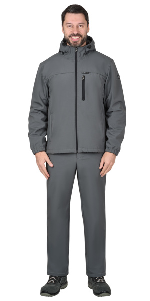 Костюм "Азов", куртка (чз), брюки, с капюшоном серый софтшелл пл 350 г/кв.м