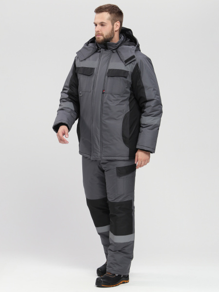 Костюм зимний "Вектрон-2" СОП (тк.Таслан,135) п/к, т.серый/черный