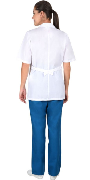 Костюм "ЛИЗА" женский белый с тёмно-бирюзовым (СТ)