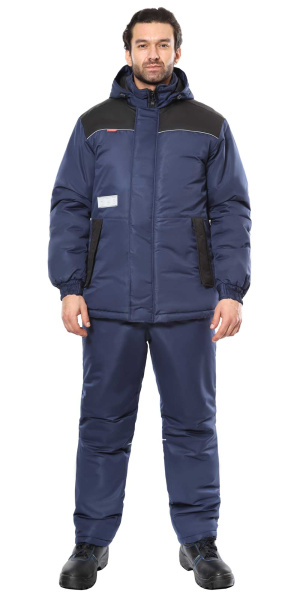Костюм "КОМФОРТ" зимний, куртка, брюки, синий с чёрным