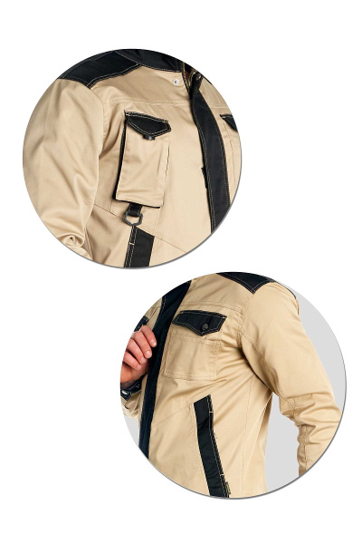 Куртка рабочая мужская летняя "Velar" цвет бежевый/черный