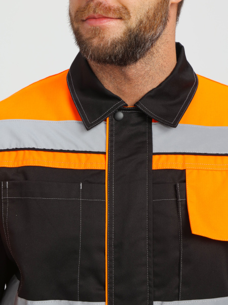 Костюм Виват-2 Премиум CH МВО (тк.Смесовая,240) п/к, черный/оранжевый