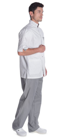 Блуза "Элит" медицинская мужская, белый + серый