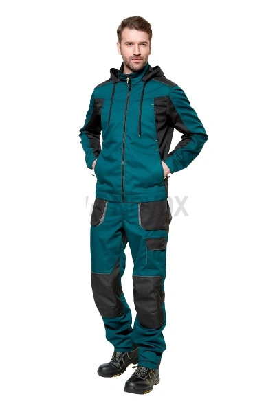 Куртка рабочая мужская летняя "Снейк" цвет темно-бирюзовый/черный