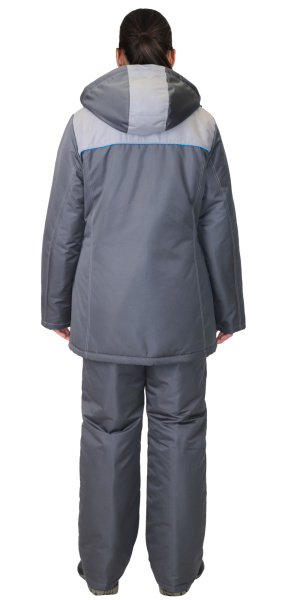 Костюм ФАВОРИТ женский зимний, куртка, брюки т.серый со св.серым и голубым