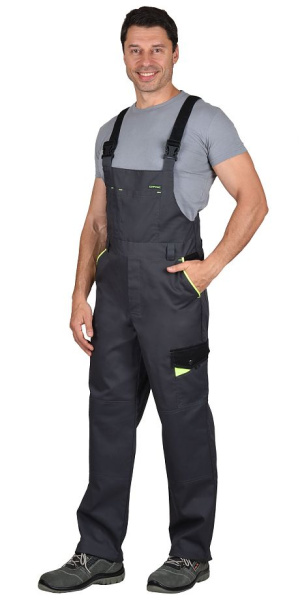 Костюм "Ховард-Мастер" куртка (чз), п/к, .серый, черный с лимонной отделкой