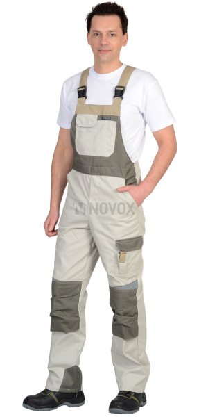 Полукомбинезон "КАСПИЙ", молочный с оливой и песочным и СОП тк.Rodos