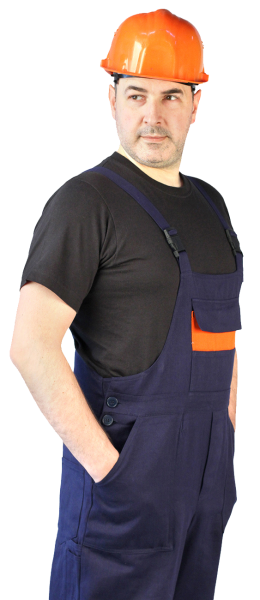 Костюм мужской с СОП "Спецовка" летний с п/к синий с оранжевым, тк. Саржа 100%хлопок