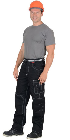 Брюки мужские летние "ПРЕСТИЖ" черные, кант СВМ