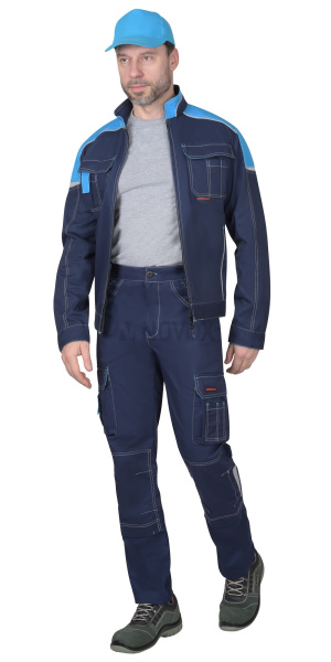 Костюм "ДЖЕТ" куртка (чз), брюки синий с голубым тк. мех. стрейч с ВО