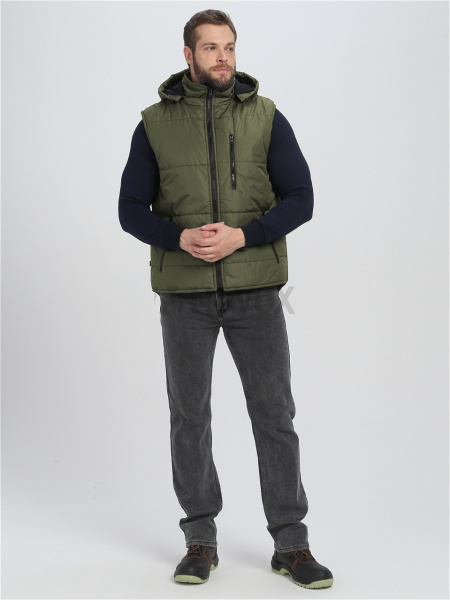 Жилет утепленный с капюшоном Респект (тк.Таслан), хаки