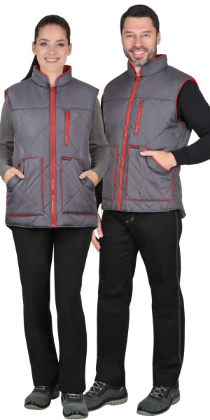 Жилет ЕВРОПА удлиненный (на подкладке флис) т.серый (оттенок Баклажан)