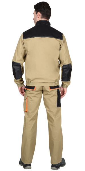 Костюм "МАНХЕТТЕН" куртка (чз), п/к песочный с оранж. и черным тк. стрейч пл. 250г/кв.м