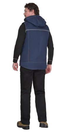 Жилет утепленный с капюшоном АЛЕКС синий на подкладке