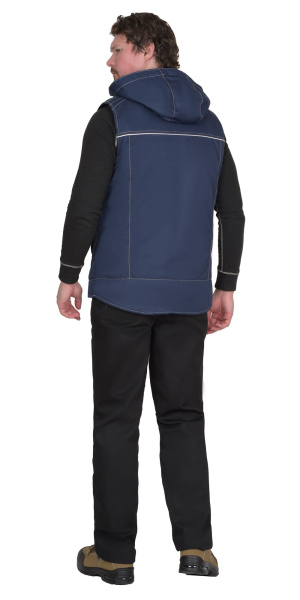 Жилет утепленный с капюшоном АЛЕКС синий на подкладке