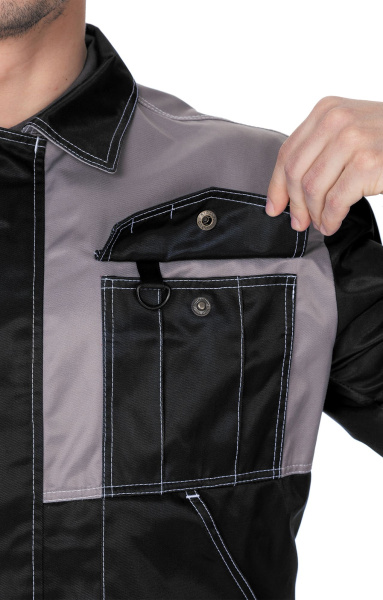 Костюм мужской "MARS" (МАРС), куртка, п/к,  черный со светло-серым