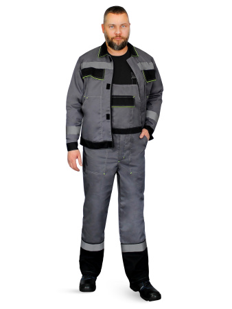 Костюм "Система", куртка+п/к, цв. т.серый/черн/лимон