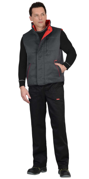 Жилет ПРОФИ утеплённый, т.серый, 200 г/кв.м