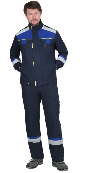 Костюм "БОСТОН-РОСС" куртка, п/к, т.синий/васильковый с лимонной отделкой, СОП